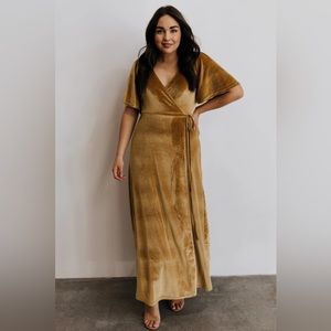 Baltic Born Meghan Velvet Wrap Maxi Dress | Gold - XL